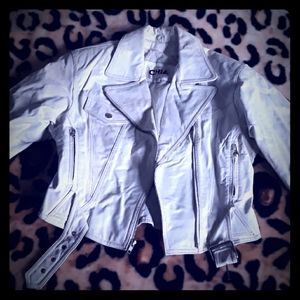 Vintage Chia White Leather Jacket Size Medium